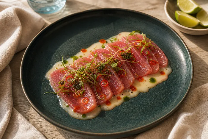 Tiradito de atún al olivo